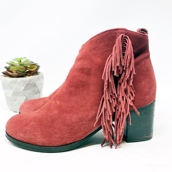 Matisse | Red Fringe Boho Western Booties 9.5 - Picture 2 of 8